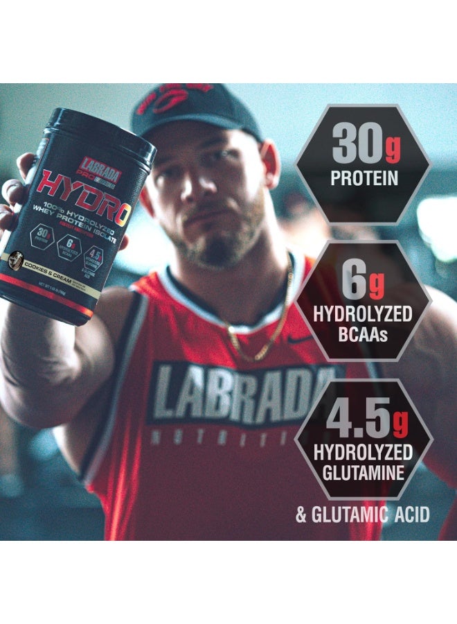 LABRADA Lab ProSeries Hydro 100% Hydrolyzed Whey Protein Isolate 1.68lb Cookies & Cream - Image 5